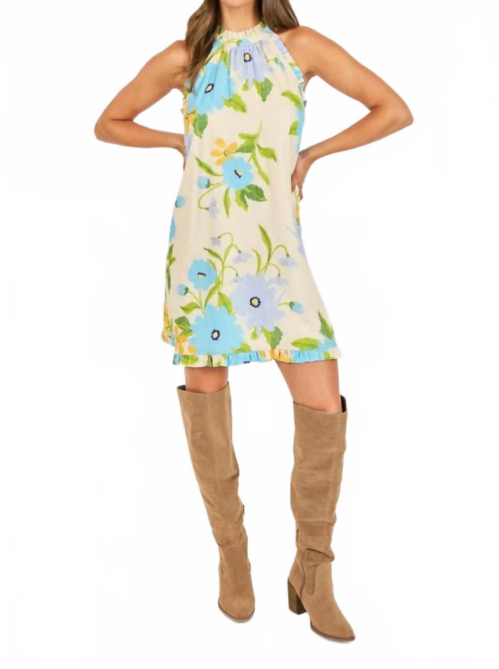 NEW SADIE & SAGE fresh cut mini dress in cream multi